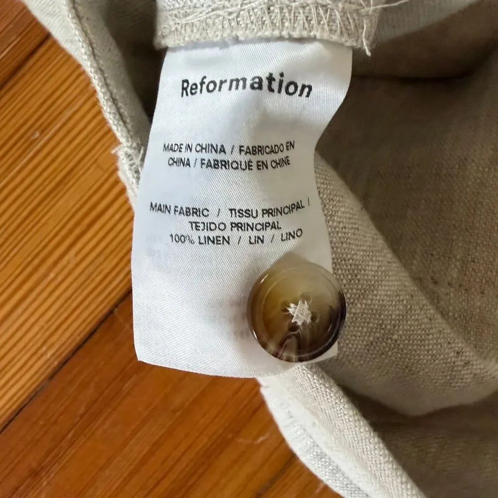 Reformation Mason Linen Pants NWOT in Oatmeal Size 2